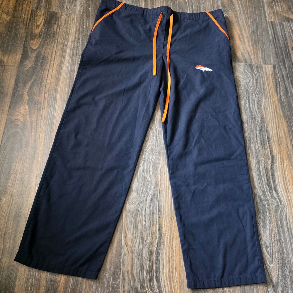 NFL Team Apparel Denver Broncos Navy Blue Orange Lounge Pants Mens Medium